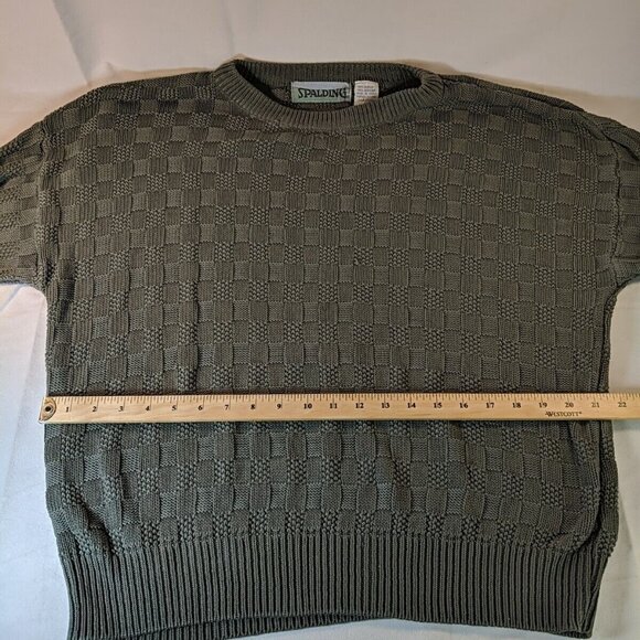 Vintage Spalding Knit Sweater Grey Checkered Mens L Large Gray Long Sleeve Retro - Picture 9 of 15